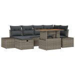 Vidaxl ensemble de canapé de jardin 7 pièces avec coussins gris en poly rattan Vidaxl ensemble de canapé de jardin 7 pièces avec coussins gris en poly rattan