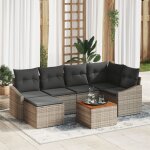 Vidaxl ensemble de canap� de jardin de 7 pi�ces avec coussins gris poly rattan acacia