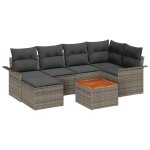 Vidaxl ensemble de canap� de jardin 7 pi�ces avec coussins gris poly rattan acacia