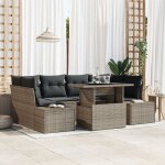 Vidaxl ensemble de canapé de jardin 7 pièces avec coussins gris en poly rotin Vidaxl ensemble de canapé de jardin 7 pièces avec coussins gris en poly rotin