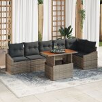 Vidaxl ensemble de canapés de jardin 7 pièces avec coussins gris rotin poly Vidaxl ensemble de canapés de jardin 7 pièces avec coussins gris rotin poly