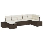 Vidaxl ensemble de canapé de jardin 7 pièces avec coussins marron en poly rattan Vidaxl ensemble de canapé de jardin 7 pièces avec coussins marron en poly rattan