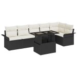 Vidaxl ensemble de canap�s de jardin 7 pi�ces avec coussins noir poly rattan