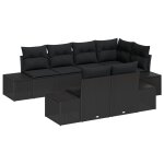 Vidaxl ensemble de canap� de jardin 7 pi�ces avec coussins noir poly rattan