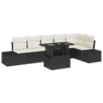 Vidaxl ensemble de canapé de jardin 7 pièces avec coussins noirs en poly rotin Vidaxl ensemble de canapé de jardin 7 pièces avec coussins noirs en poly rotin