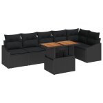 Vidaxl ensemble de canap� de jardin 7 pi�ces avec coussins noir rotin poly