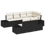 Vidaxl ensemble de canap de jardin 7 pices avec coussins noir en rotin synthtique