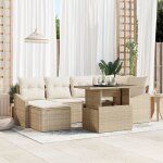 Vidaxl ensemble de canapé de jardin de 7 pièces avec coussins en poly rotin beige Vidaxl ensemble de canapé de jardin de 7 pièces avec coussins en poly rotin beige