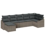 Vidaxl ensemble de canapés de jardin 7 pièces avec coussins en poly rotin gris Vidaxl ensemble de canapés de jardin 7 pièces avec coussins en poly rotin gris