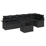 Vidaxl ensemble de canapé de jardin 7 pièces avec coussins en rotin noir Vidaxl ensemble de canapé de jardin 7 pièces avec coussins en rotin noir