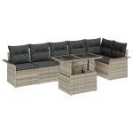 Vidaxl ensemble de canapé de jardin 7 pièces avec coussins en rotin poly gris clair Vidaxl ensemble de canapé de jardin 7 pièces avec coussins en rotin poly gris clair