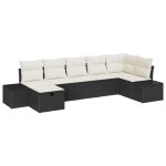 Vidaxl ensemble de canapé de jardin 7 pièces avec coussins en rotin synthétique noir Vidaxl ensemble de canapé de jardin 7 pièces avec coussins en rotin synthétique noir