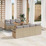 Vidaxl ensemble de canap� de jardin 8 pi�ces avec coussins beige rattan poly, vidaxl canap� de jardin ...