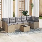 Vidaxl ensemble de canap de jardin 8 pices avec coussins beige en rotin synthtique