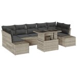 Vidaxl ensemble de canap� de jardin 8 pi�ces avec coussins gris clair en poly rattan