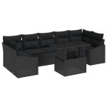 Vidaxl ensemble de canap�s de jardin de 8 pi�ces avec coussins noir poly rattan