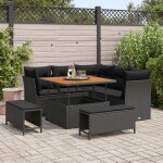 Vidaxl ensemble de canap� de jardin 8 pi�ces avec coussins noir poly rotin acacia, vidaxl ensemble de ...