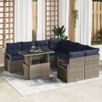 Vidaxl ensemble de canap� de jardin 9 pcs gris et bleu marine