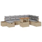 Vidaxl ensemble de canap de jardin 9 pices avec coussins beige en rotin synthtique