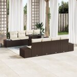 Vidaxl ensemble de canap� de jardin 9 pi�ces avec coussins marron rotin synth�tique
