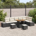 Vidaxl ensemble de canap�s de jardin 9 pi�ces avec coussins noir poly rattan acacia, vidaxl canap� de ...