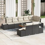 Vidaxl ensemble canap� jardin 9 pi�ces avec coussins noir poly rotin acacia