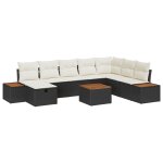Vidaxl ensemble de canapé de jardin 9 pièces avec coussins noir en rotin synthétique Vidaxl ensemble de canapé de jardin 9 pièces avec coussins noir en rotin synthétique