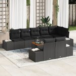 Vidaxl ensemble de canap�s de jardin 9 pi�ces avec coussins noir rotin synth�tique acacia