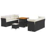 Vidaxl ensemble de canap�s de jardin 9 pi�ces avec coussins noir, vidaxl ensemble de salle a manger de ...