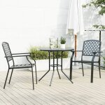 Vidaxl ensemble de chaises de jardin empilables 3 pcs anthracite