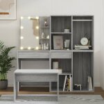 Vidaxl ensemble de coiffeuse avec led sonoma gris bois d'ingnierie