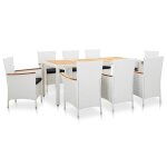 Vidaxl ensemble a dîner d'extérieur 9 pcs résine tressée blanc Vidaxl ensemble a dîner d'extérieur 9 pcs résine tressée blanc