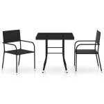 Vidaxl ensemble a dner de jardin 3 pcs rsine tresse noir