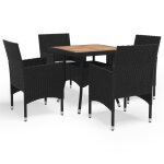 Vidaxl ensemble a dner de jardin 5 pcs noir rsine tresse et acacia