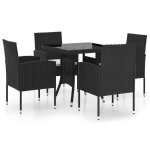 Vidaxl ensemble a dner de jardin 5 pcs rsine tresse noir