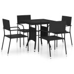 Vidaxl ensemble a dner de jardin 5 pcs rsine tresse noir
