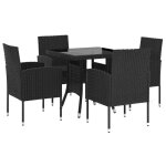 Vidaxl ensemble a dner de jardin 5 pcs rsine tresse noir