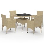 Vidaxl ensemble a dner de jardin 5 pcs rsine tresse et verre beige