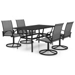 Vidaxl ensemble a dner de jardin 5 pcs textilne et acier