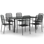 Vidaxl ensemble a d�ner de jardin 7 pcs noir corde de coton et acier