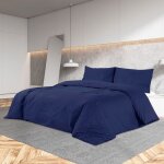Vidaxl ensemble de housse de couette bleu marine 135x200 cm coton