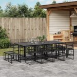 Vidaxl ensemble a manger de jardin 13 pcs noir rsine tresse