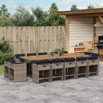 Vidaxl ensemble a manger de jardin 15 pcs coussins gris r�sine tress�e