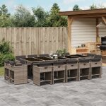 Vidaxl ensemble a manger de jardin 15 pcs coussins gris r�sine tress�e