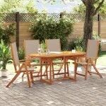 Vidaxl ensemble a manger de jardin 5pcs bois d'acacia solide textil�ne