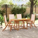 Vidaxl ensemble a manger de jardin 5pcs bois d'acacia solide textil�ne