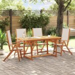 Vidaxl ensemble a manger de jardin 5pcs bois d'acacia solide textil�ne