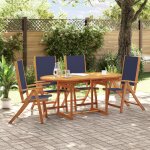 Vidaxl ensemble a manger de jardin 5pcs bois d'acacia solide textil�ne
