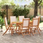 Vidaxl ensemble a manger de jardin 7pcs bois d'acacia solide textil�ne