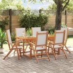 Vidaxl ensemble a manger de jardin 7pcs bois d'acacia solide textilène Vidaxl ensemble a manger de jardin 7pcs bois d'acacia solide textilène